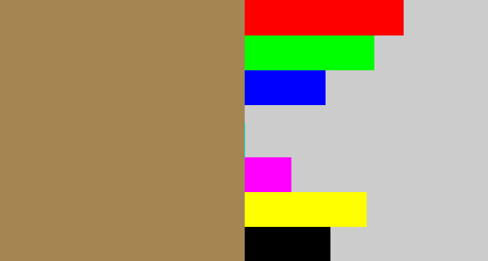 Hex color #a58653 - puce