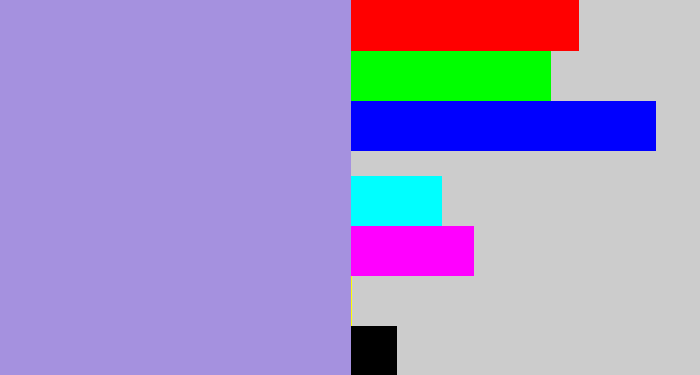 Hex color #a591df - pale purple