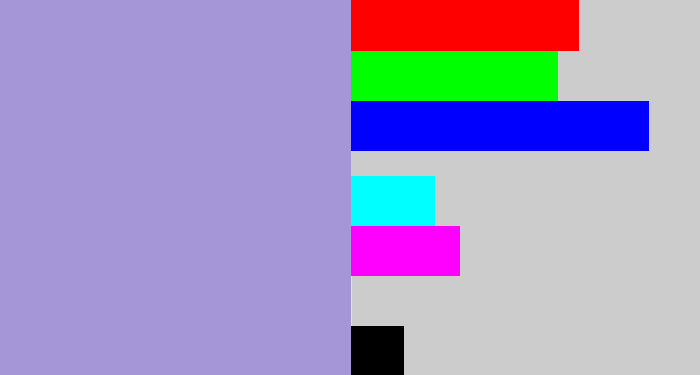 Hex color #a596d8 - pale purple