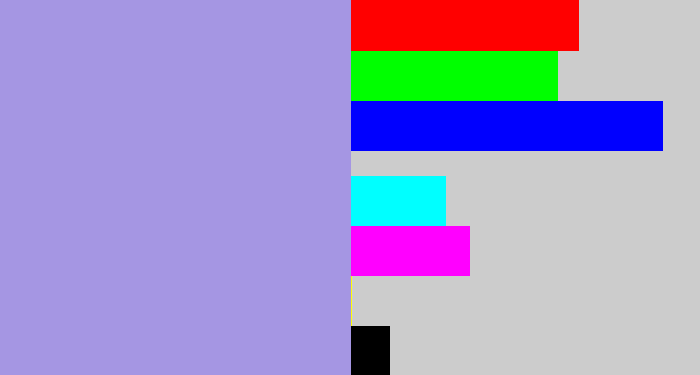 Hex color #a596e3 - pale purple