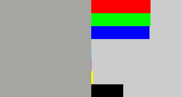 Hex color #a5a5a2 - greyish
