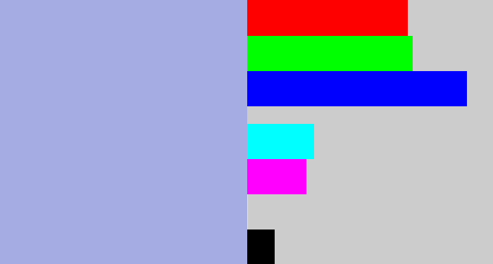 Hex color #a5ace3 - light grey blue