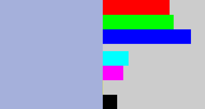 Hex color #a5b0db - light grey blue