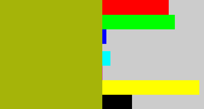Hex color #a5b409 - mustard green