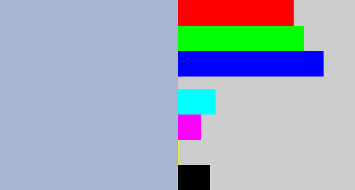Hex color #a5b5d0 - light grey blue