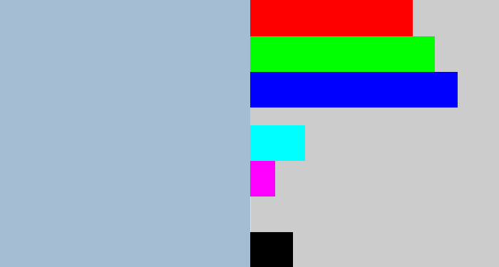 Hex color #a5bdd3 - light grey blue