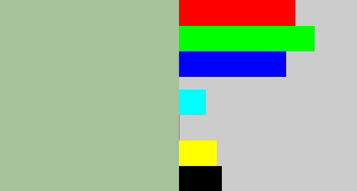 Hex color #a5c29a - greenish grey