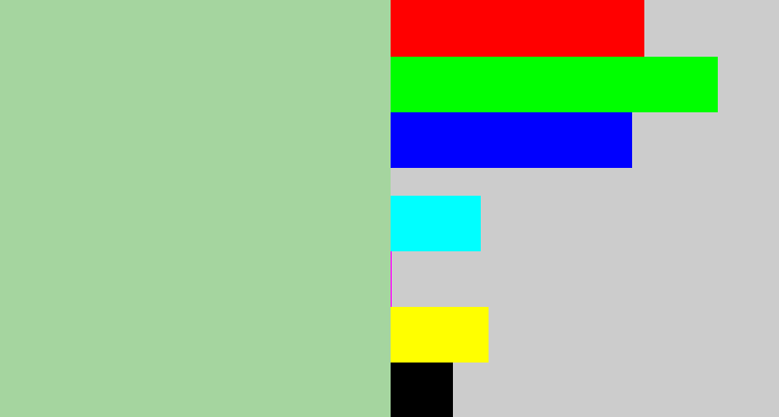 Hex color #a5d59f - light grey green