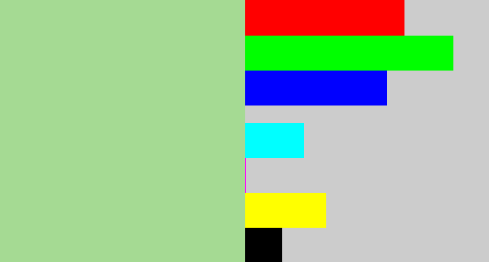 Hex color #a5da93 - light grey green