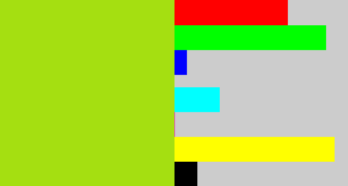 Hex color #a5df11 - yellowish green