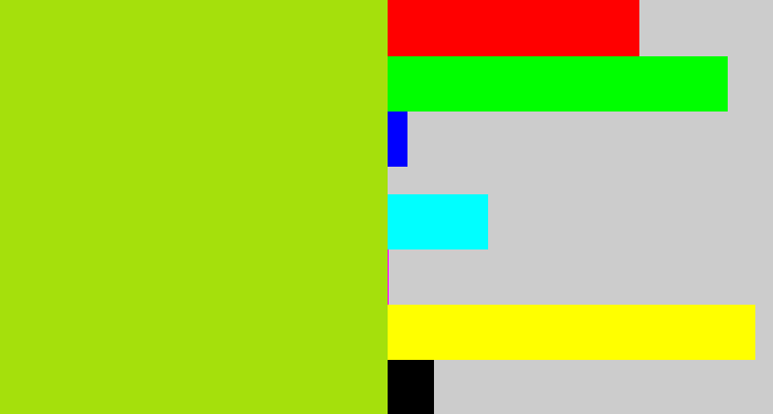 Hex color #a5e00c - yellowish green