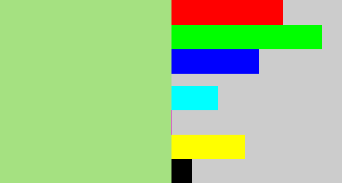 Hex color #a5e181 - pale olive green