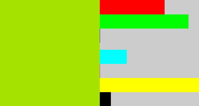 Hex color #a5e200 - lemon green