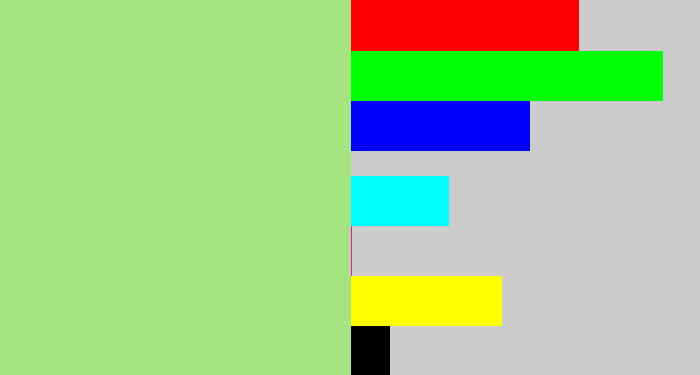 Hex color #a5e481 - pale olive green