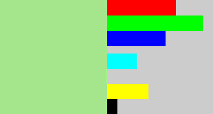 Hex color #a5e68c - light grey green