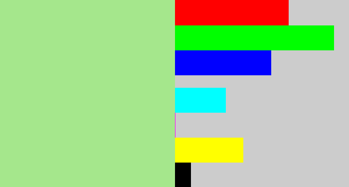 Hex color #a5e78c - pale light green