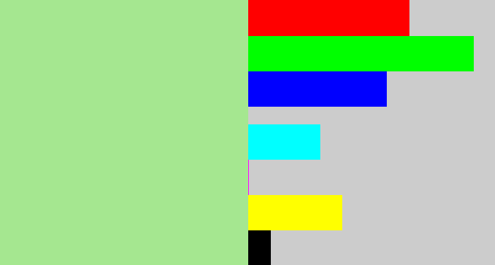 Hex color #a5e790 - light grey green