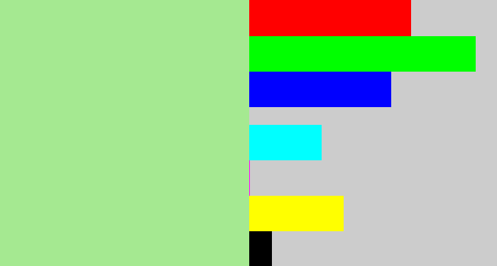 Hex color #a5e991 - pale light green