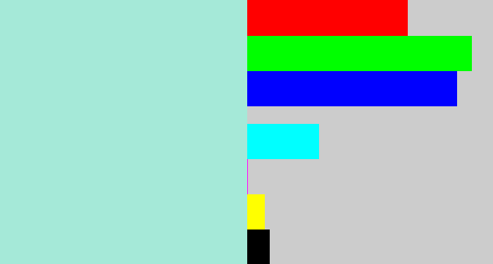 Hex color #a5e9d8 - pale turquoise