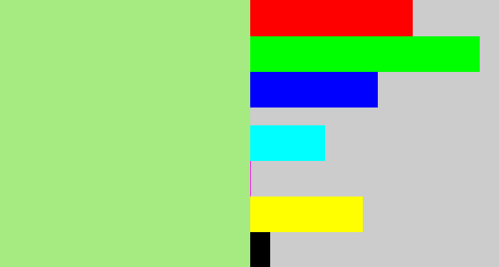 Hex color #a5eb81 - light green