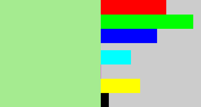Hex color #a5eb90 - pale light green
