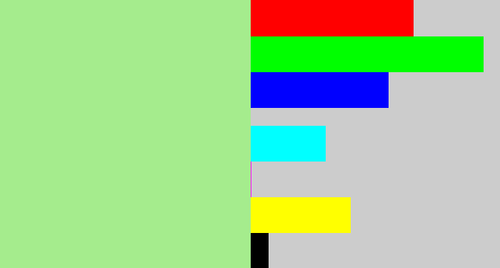 Hex color #a5ec8d - pale light green