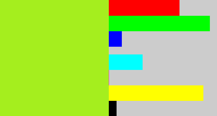 Hex color #a5ee1e - yellowish green