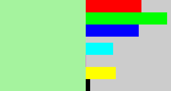 Hex color #a5f39e - pale light green