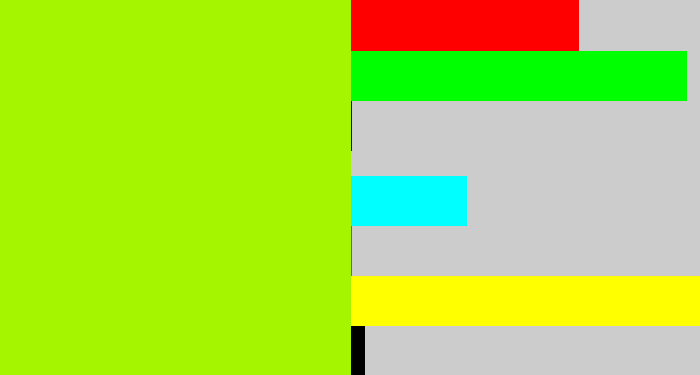 Hex color #a5f500 - lemon green