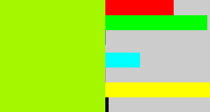 Hex color #a5f700 - lemon green