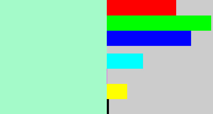 Hex color #a5faca - pale turquoise