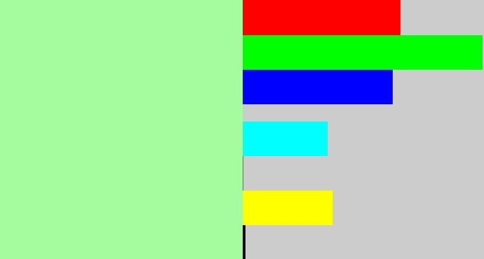 Hex color #a5fc9e - pastel green