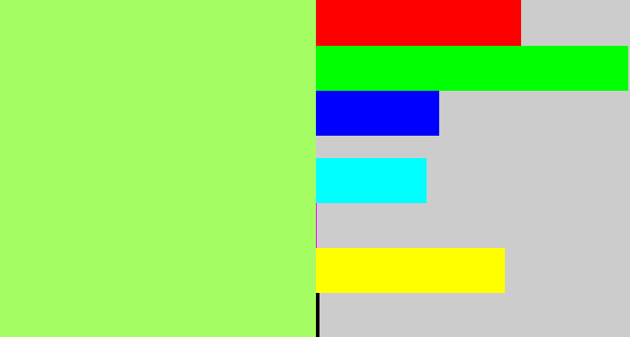 Hex color #a5fd64 - light lime