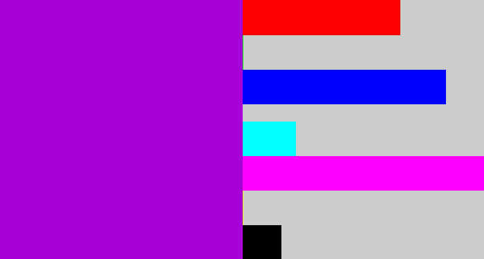 Hex color #a601d6 - vibrant purple