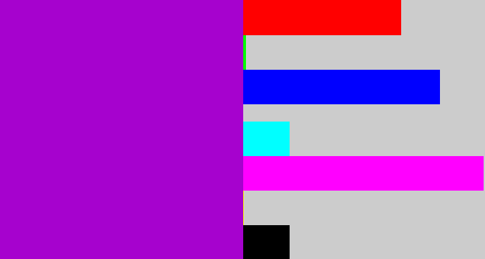 Hex color #a602ce - vibrant purple