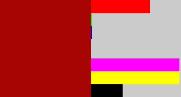 Hex color #a60303 - darkish red
