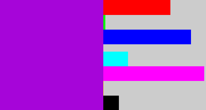 Hex color #a605d9 - vibrant purple
