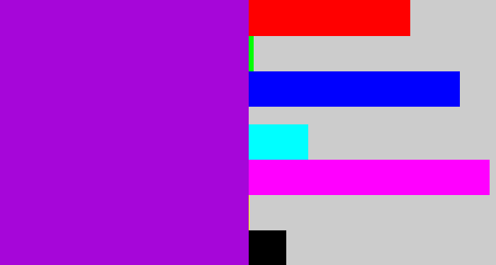 Hex color #a606d9 - vibrant purple