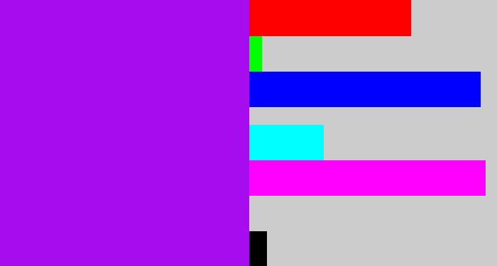 Hex color #a60ced - violet