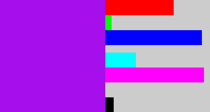 Hex color #a60feb - violet