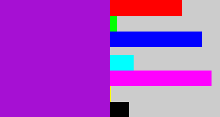 Hex color #a610d3 - vibrant purple