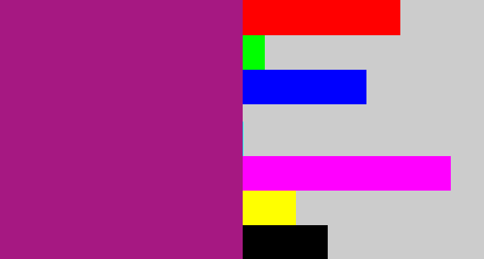 Hex color #a61882 - barney purple