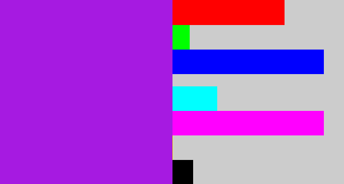 Hex color #a61ae1 - violet
