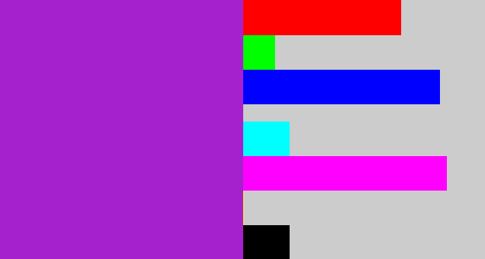 Hex color #a621ce - barney