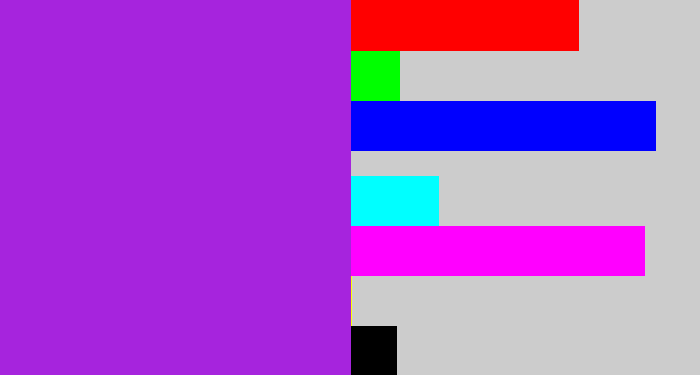 Hex color #a624dd - violet