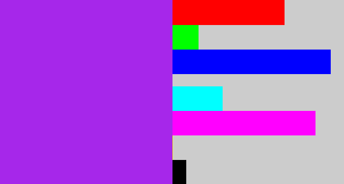 Hex color #a627ea - electric purple