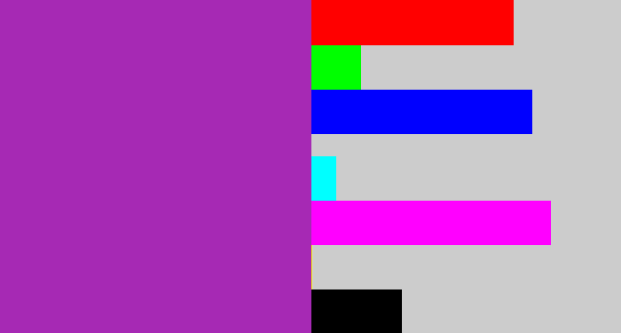 Hex color #a629b4 - barney