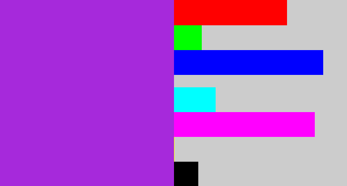 Hex color #a629db - violet