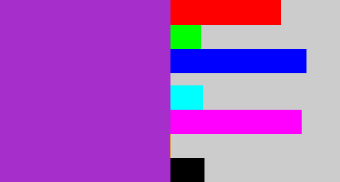 Hex color #a62fcc - barney