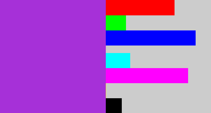 Hex color #a630d8 - lightish purple